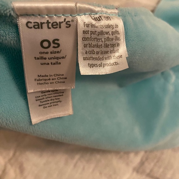 Carter's Elephant Blue Grey Rectangular Rattle Plush Baby Security Blanket Lovey - Picture 4 of 5